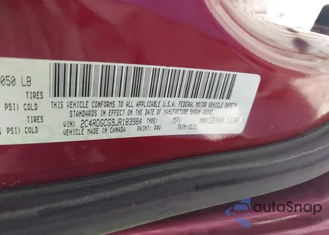 2018 Dodge Grand Caravan Sxt z USA, uszkodzony, nr VIN 2C4RDGCG9JR183984